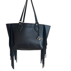 Diane Von Furstenberg Voyage East West Fringe Tote black bag handbag